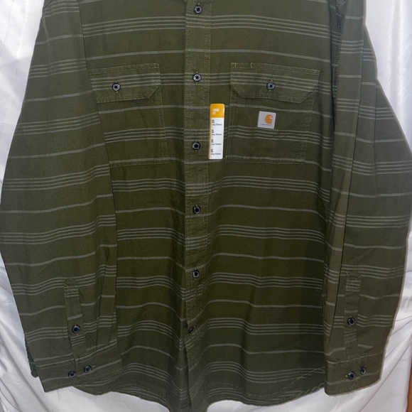 Men’s Carhartt Loose Fit Long Sleeve Plaid Shirt- Green Sz L NWT - Picture 2 of 8